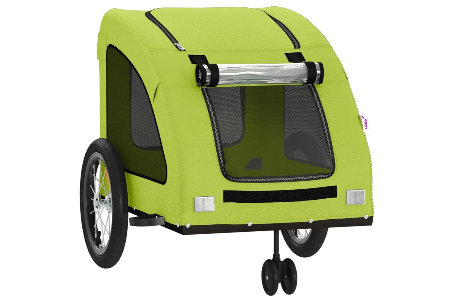 Vidaxl Pet Bike Trailer Green Oxford Fabric And Iron-5