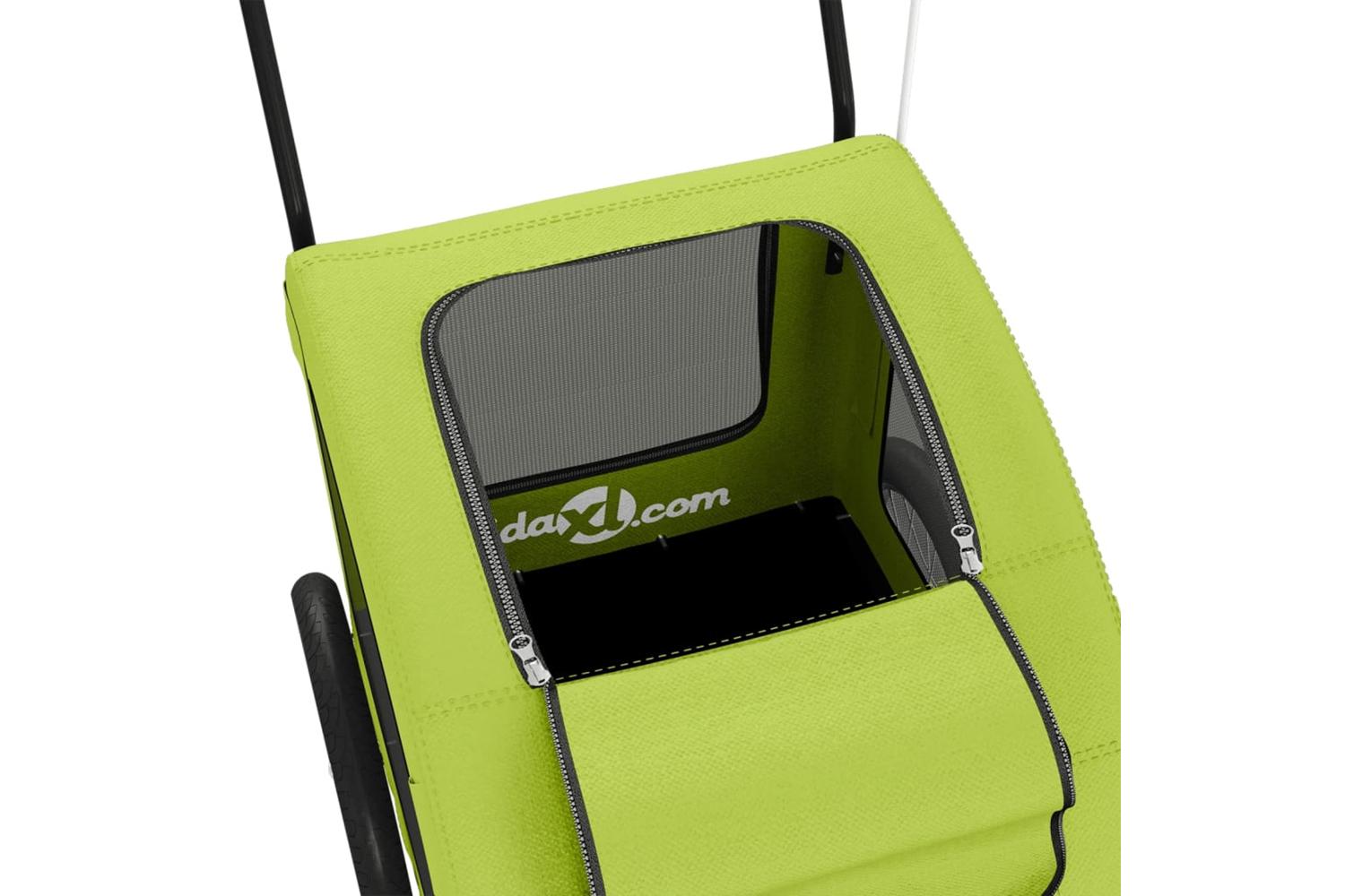 Vidaxl Pet Bike Trailer Green Oxford Fabric And Iron-10