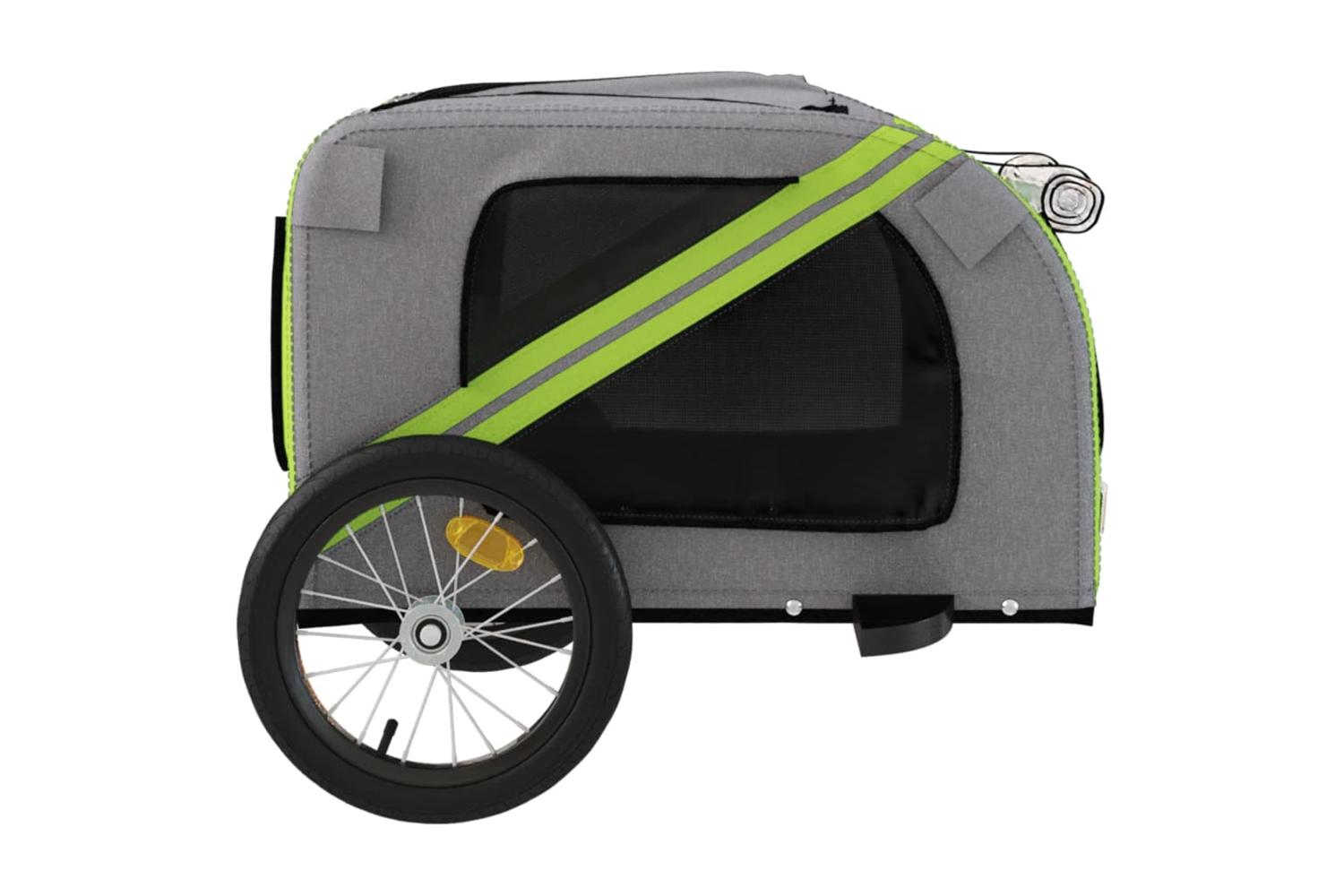 Vidaxl Pet Bike Trailer Green And Grey Oxford Fabric And Iron-7