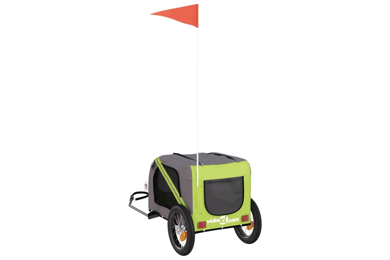 Vidaxl Pet Bike Trailer Green And Grey Oxford Fabric And Iron-8
