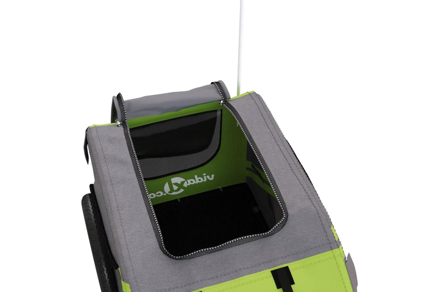 Vidaxl Pet Bike Trailer Green And Grey Oxford Fabric And Iron-10