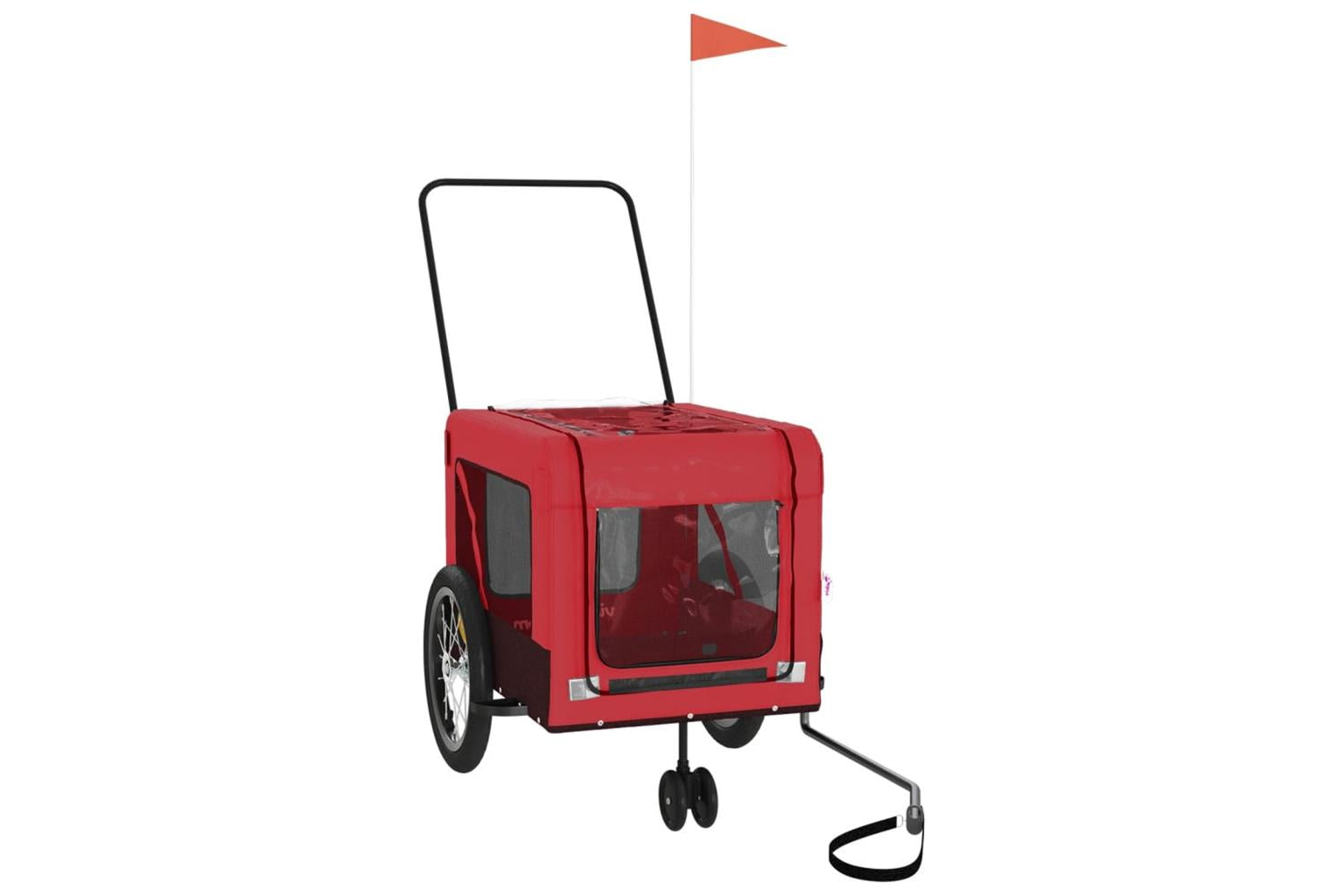 Vidaxl Pet Bike Trailer Red And Black Oxford Fabric And Iron-2