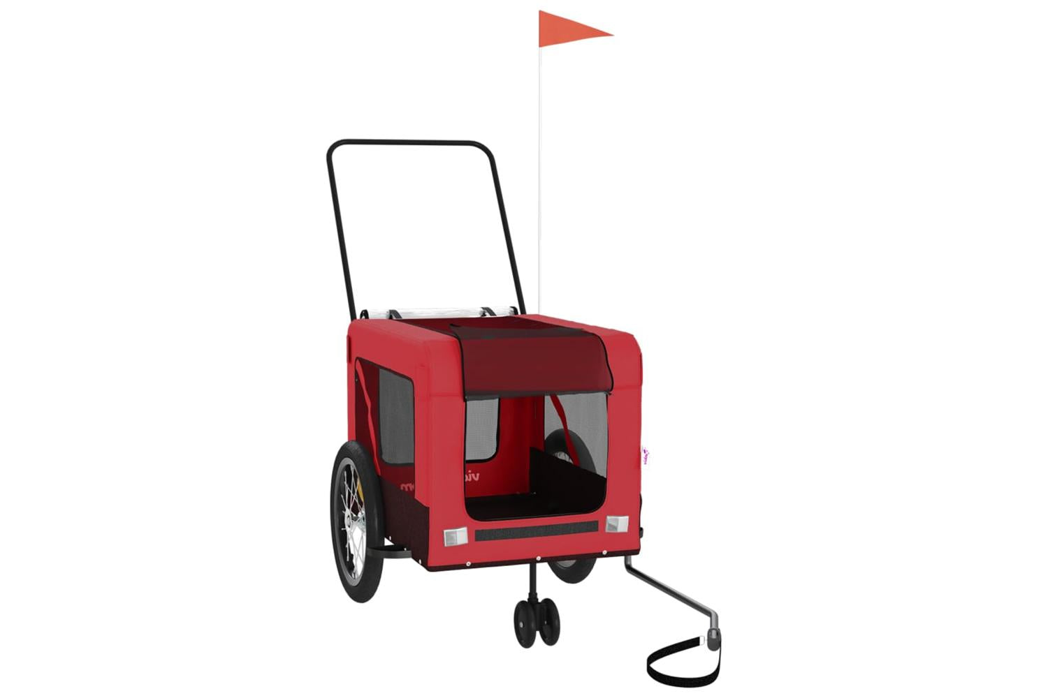 Vidaxl Pet Bike Trailer Red And Black Oxford Fabric And Iron-3