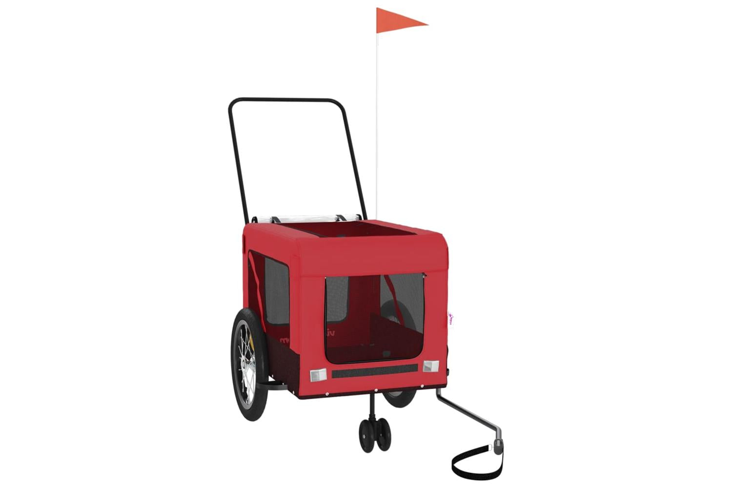 Vidaxl Pet Bike Trailer Red And Black Oxford Fabric And Iron-4