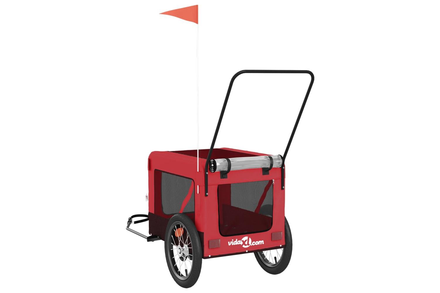Vidaxl Pet Bike Trailer Red And Black Oxford Fabric And Iron-9