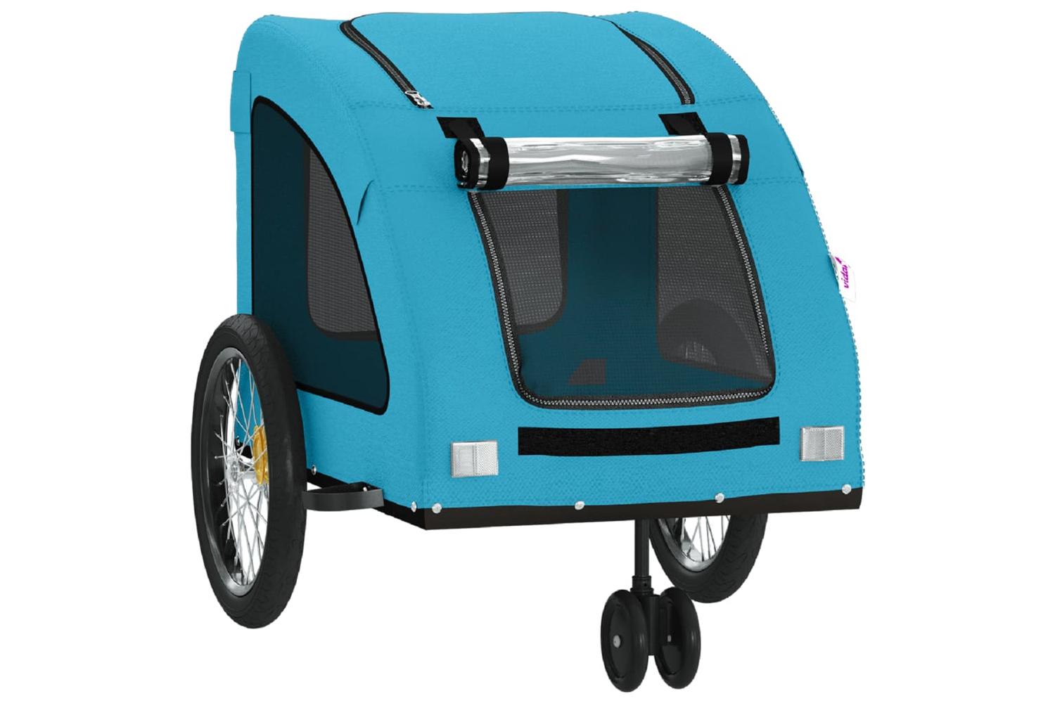 Vidaxl Pet Bike Trailer Blue Oxford Fabric And Iron-5