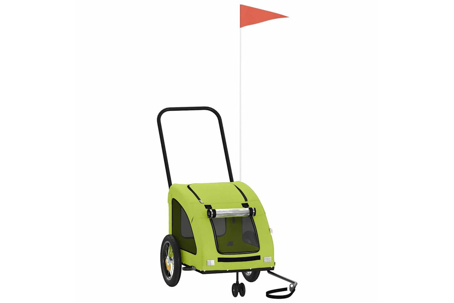 Vidaxl Pet Bike Trailer Green Oxford Fabric And Iron-2