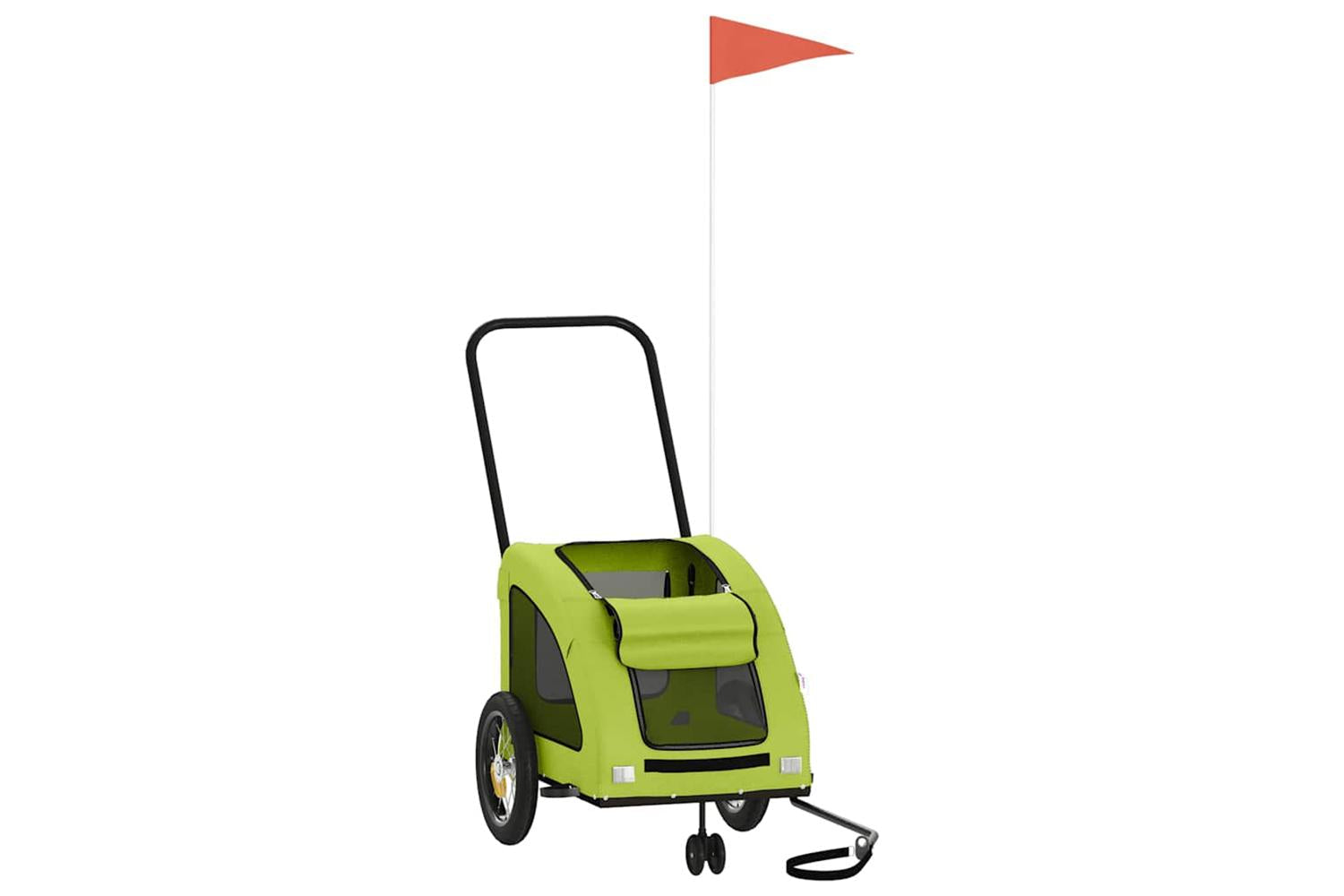 Vidaxl Pet Bike Trailer Green Oxford Fabric And Iron-3