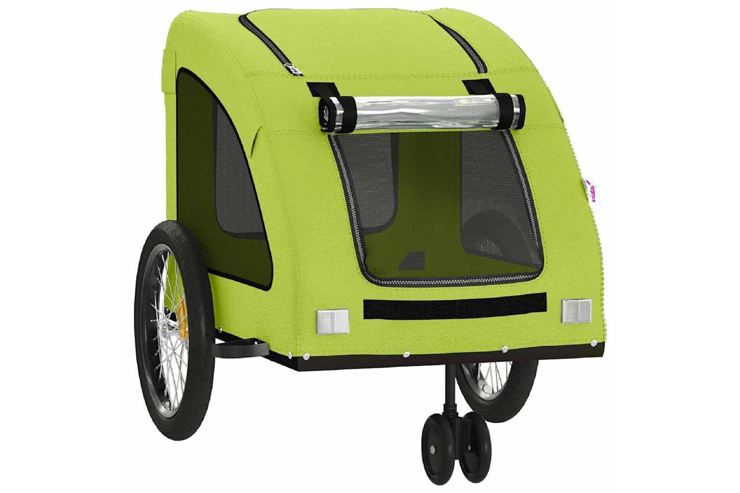Vidaxl Pet Bike Trailer Green Oxford Fabric And Iron-5