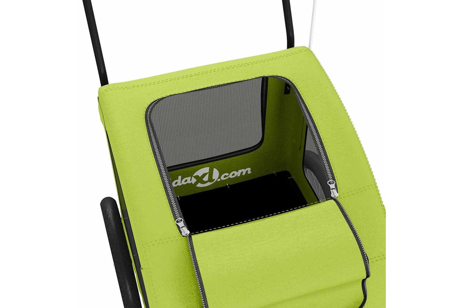 Vidaxl Pet Bike Trailer Green Oxford Fabric And Iron-10