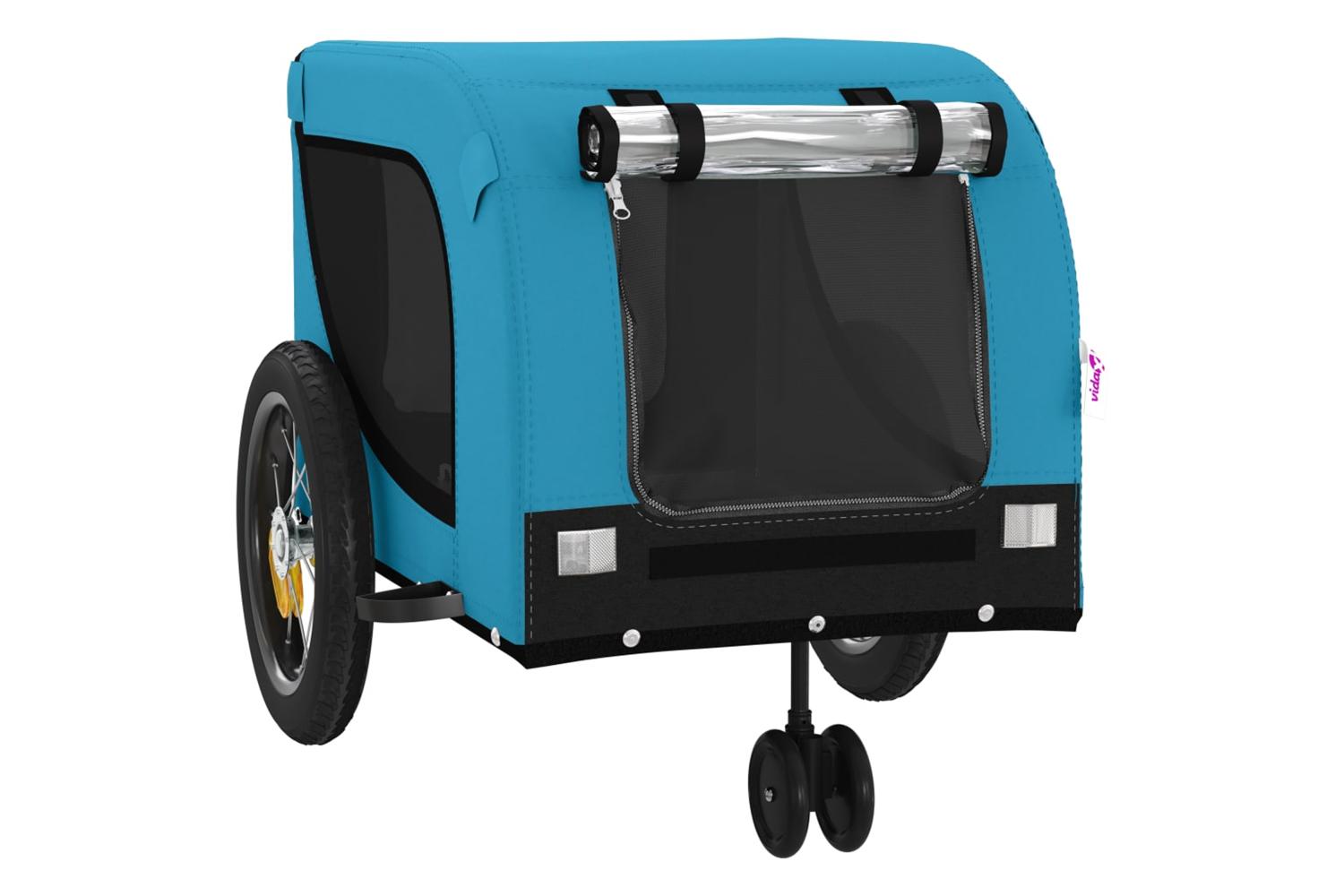 Vidaxl Pet Bike Trailer Blue And Black Oxford Fabric And Iron-4