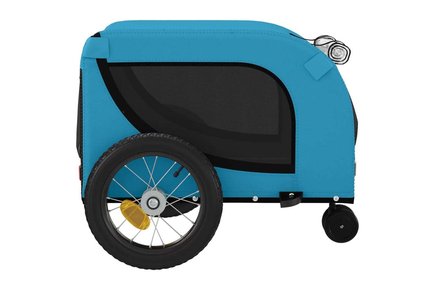 Vidaxl Pet Bike Trailer Blue And Black Oxford Fabric And Iron-6