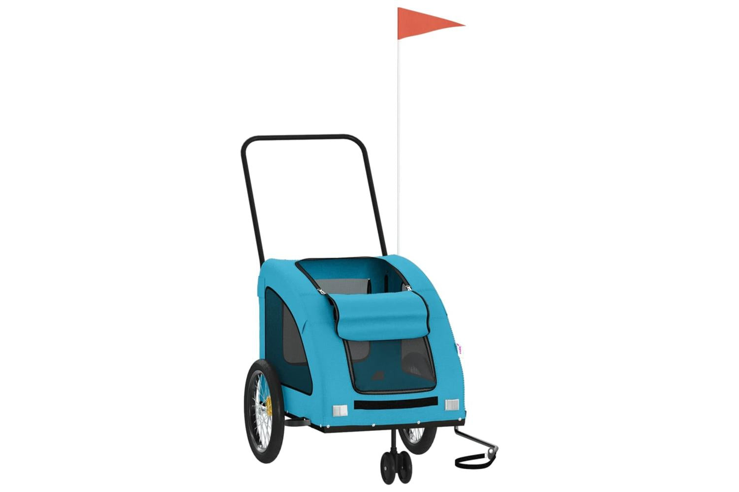 Vidaxl Pet Bike Trailer Blue Oxford Fabric And Iron-3