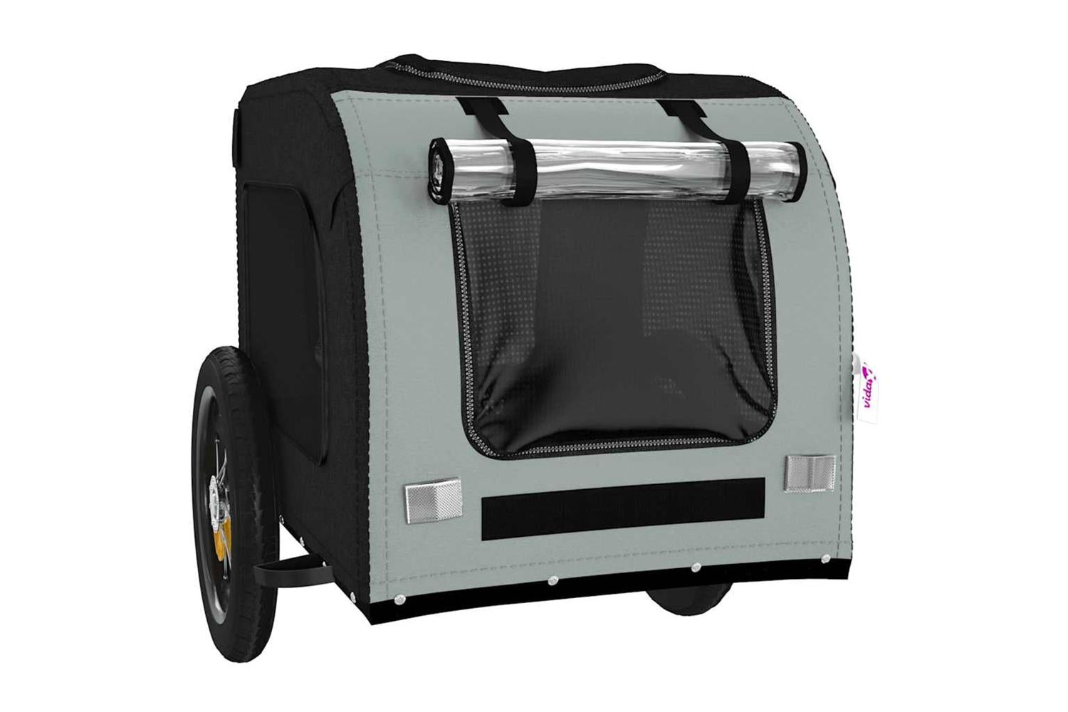 Vidaxl Pet Bike Trailer Grey And Black Oxford Fabric And Iron-5
