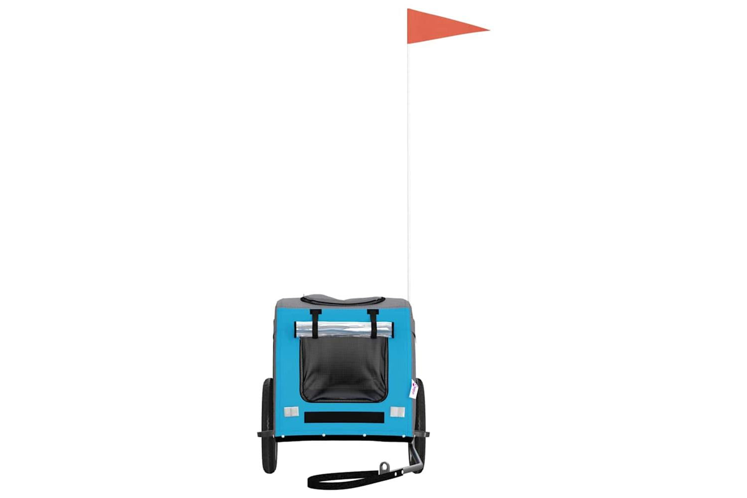 Vidaxl Pet Bike Trailer Blue And Grey Oxford Fabric And Iron-4