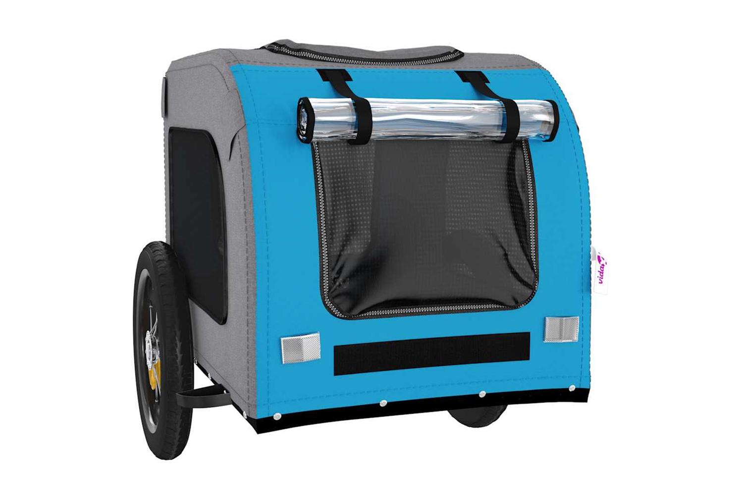 Vidaxl Pet Bike Trailer Blue And Grey Oxford Fabric And Iron-5
