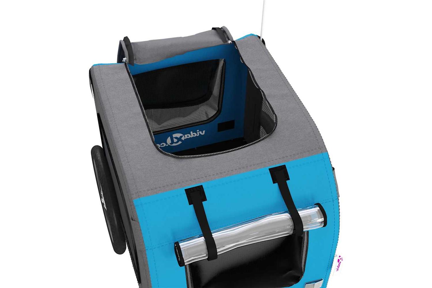 Vidaxl Pet Bike Trailer Blue And Grey Oxford Fabric And Iron-10