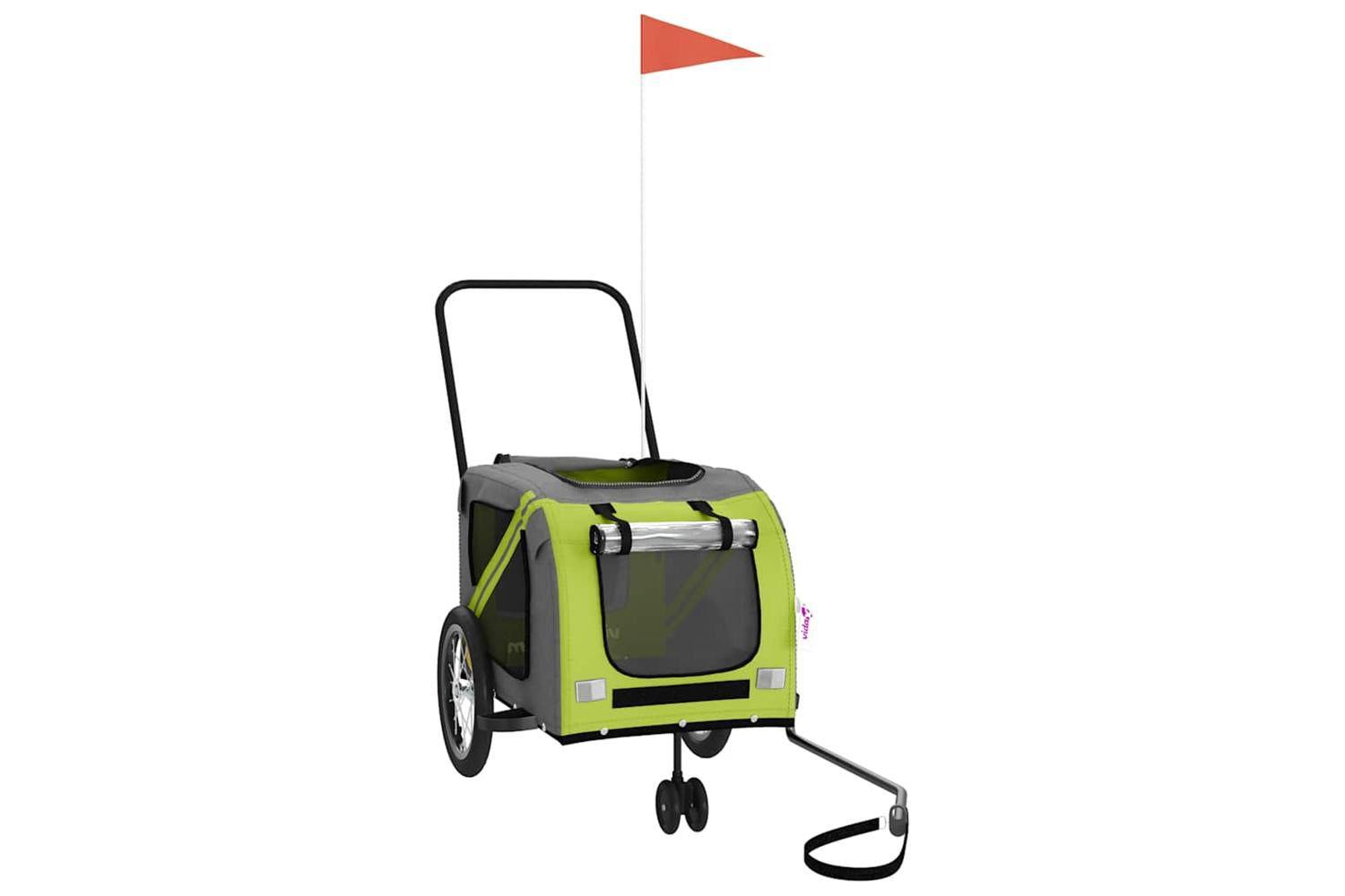 Vidaxl Pet Bike Trailer Green And Grey Oxford Fabric And Iron-3