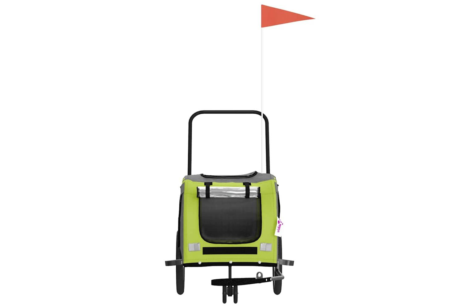 Vidaxl Pet Bike Trailer Green And Grey Oxford Fabric And Iron-4