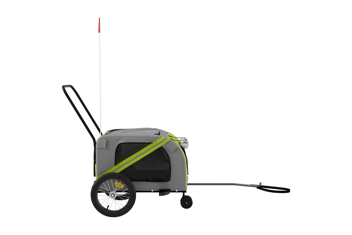 Vidaxl Pet Bike Trailer Green And Grey Oxford Fabric And Iron-6