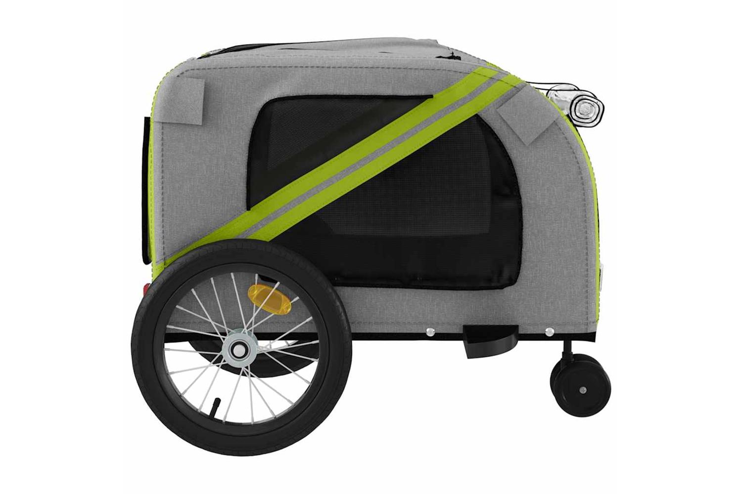 Vidaxl Pet Bike Trailer Green And Grey Oxford Fabric And Iron-7