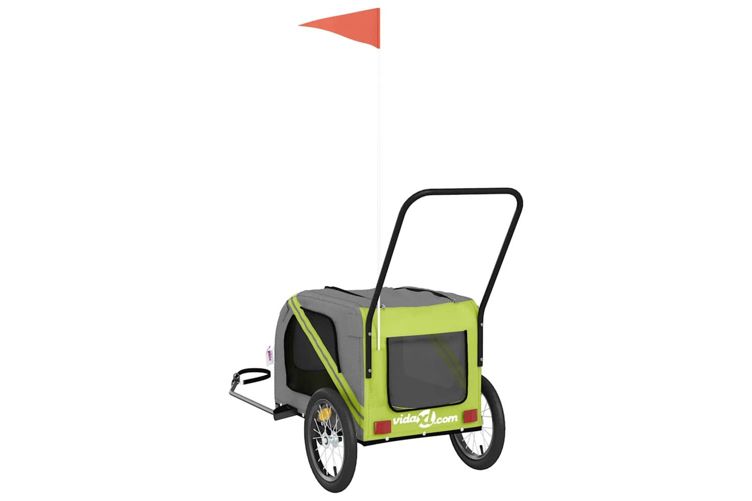 Vidaxl Pet Bike Trailer Green And Grey Oxford Fabric And Iron-8