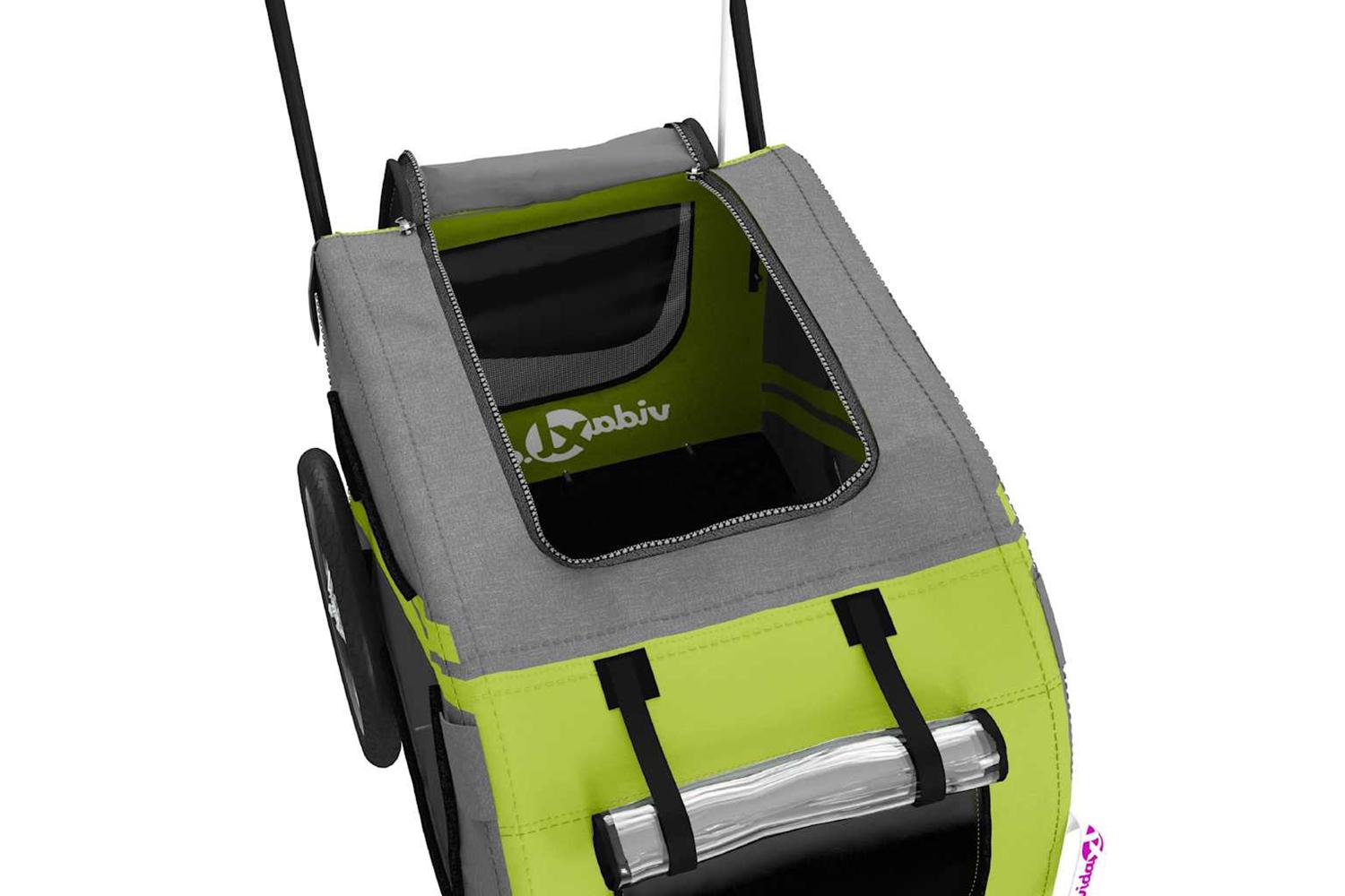 Vidaxl Pet Bike Trailer Green And Grey Oxford Fabric And Iron-10