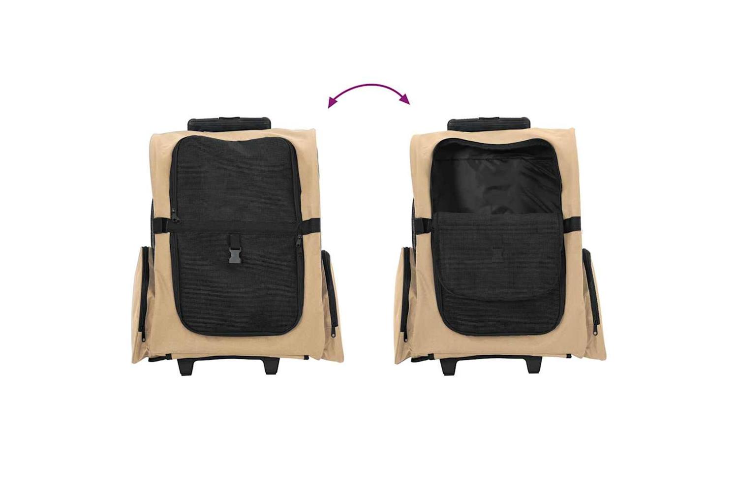 Vidaxl Pet Trolley 3-in-1 Design Sand 48x32x57-106 Cm Oxford Fabric-8