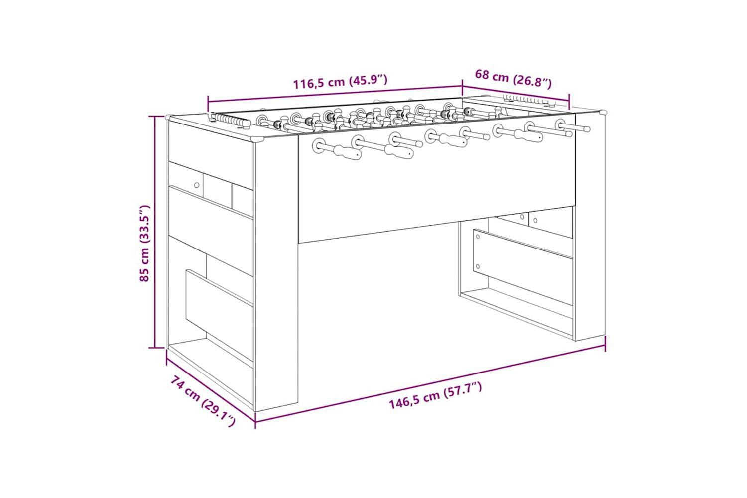 Vidaxl Football Table Concrete Grey 146.5 X 74 X 85 Cm Engineered Wood-10