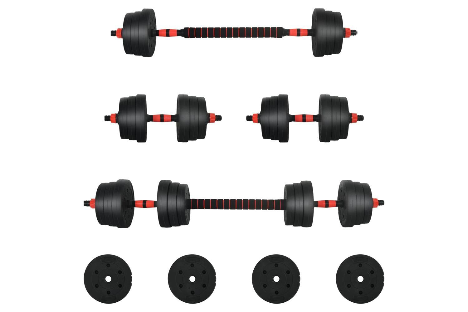 Vidaxl 2-in-1 Dumbbell Set Black And Red 121 X 19.5 X 19.5 Cm-2