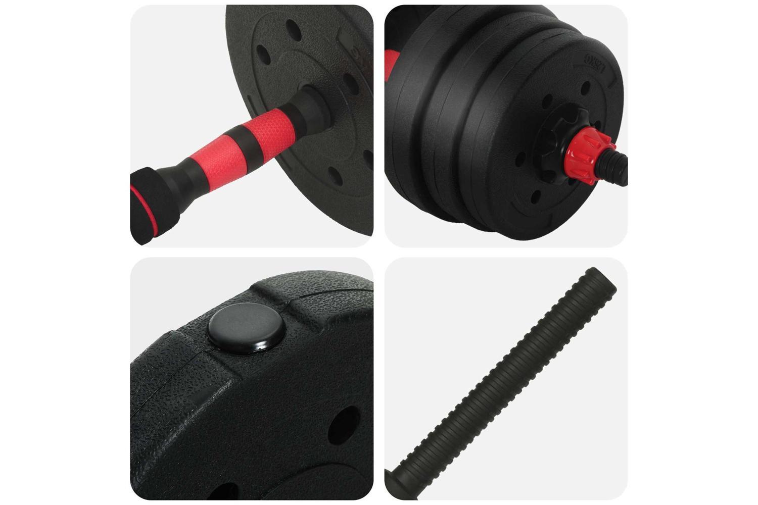 Vidaxl 2-in-1 Dumbbell Set Black And Red 121 X 19.5 X 19.5 Cm-8