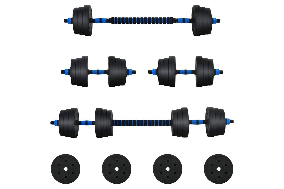 Vidaxl 2-in-1 Dumbbell Set Black And Blue 121 X 19.5 X 19.5 Cm-2