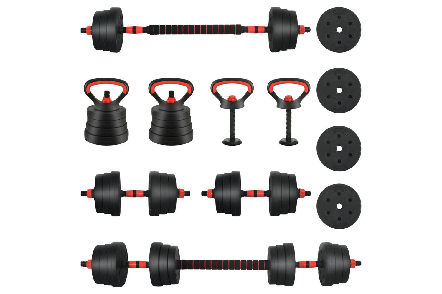 Vidaxl 4-in-1 Dumbbell Set Black And Red 121 X 19.5 X 19.5 Cm-2