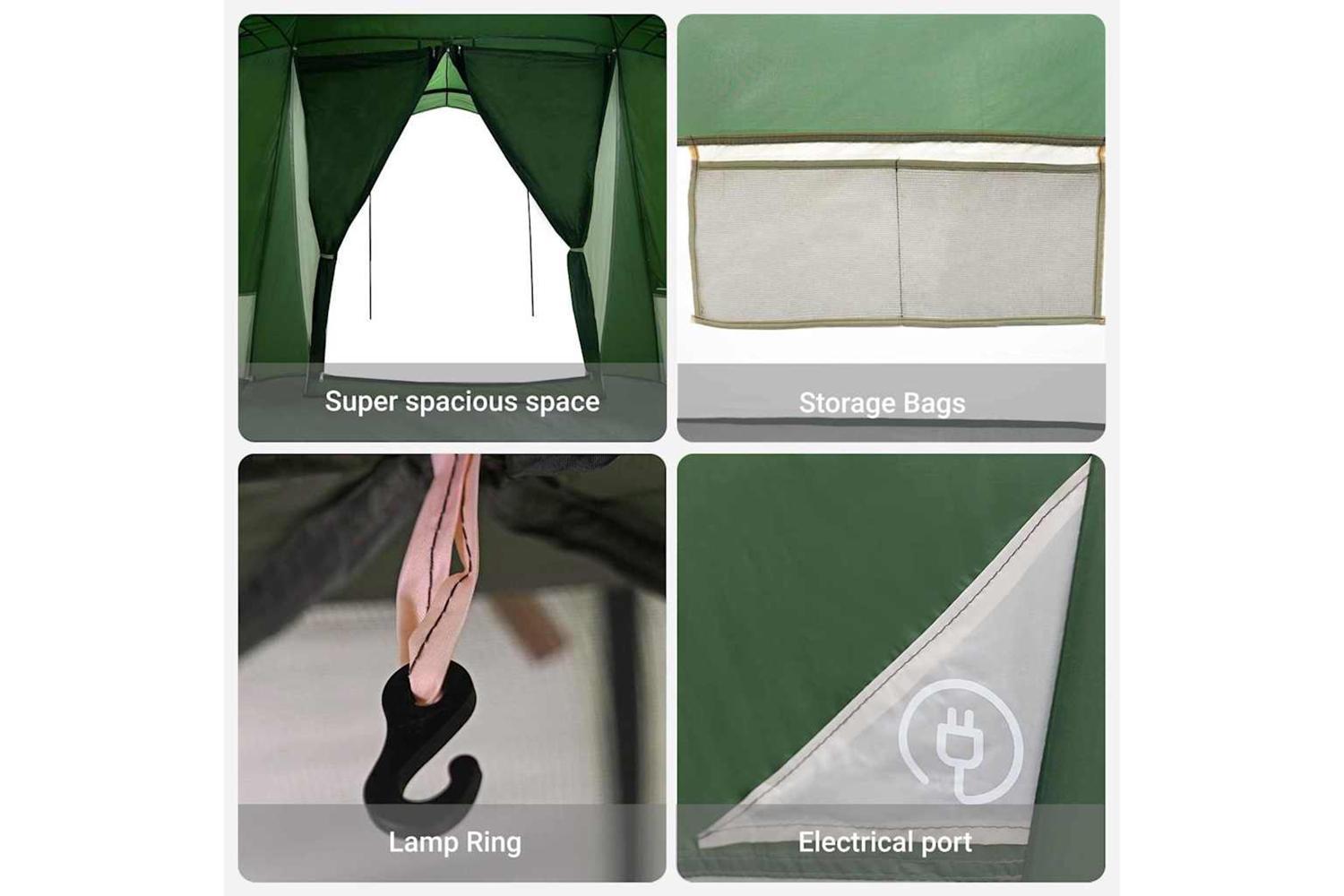 Vidaxl Family Tent With Roof Green And Grey 721 X 335 X 212 Cm-8