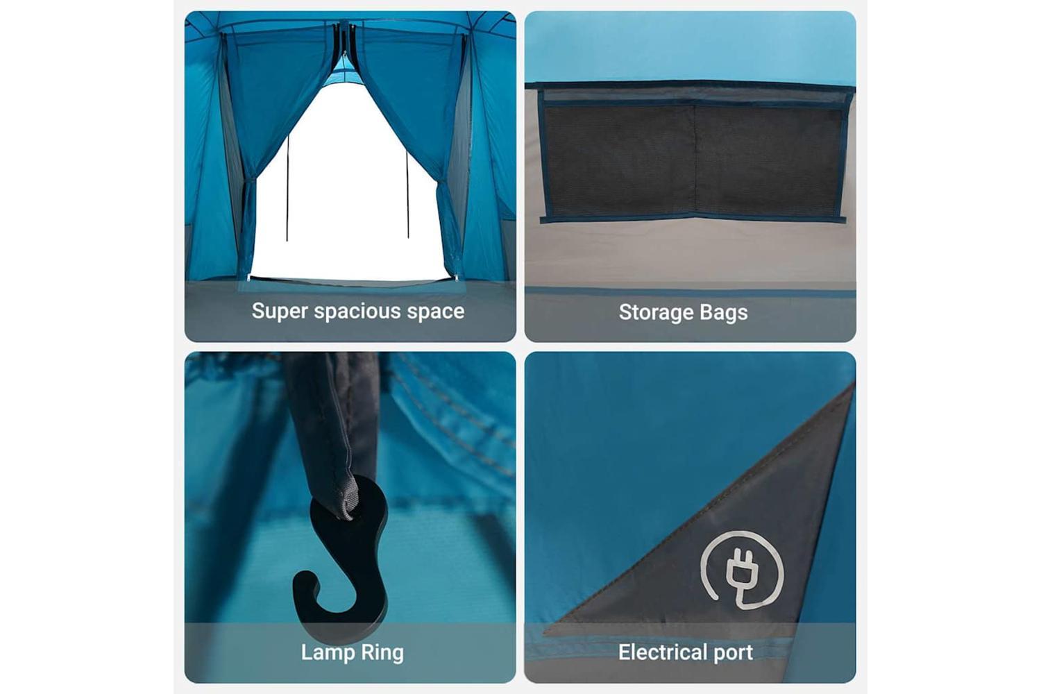 Vidaxl Family Tent With Roof Blue And Grey 721 X 335 X 212 Cm-8