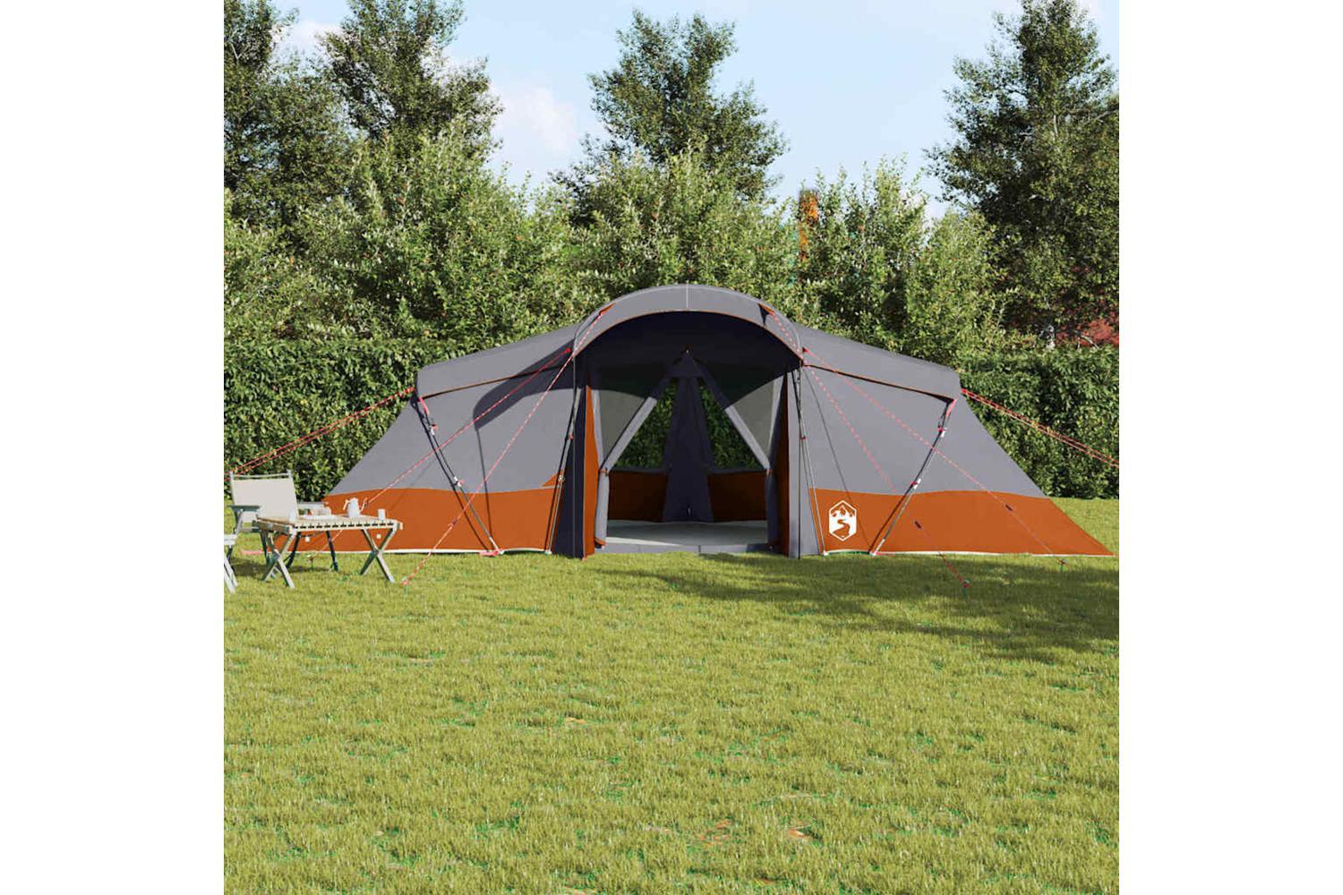 Vidaxl Family Tent With Roof Grey And Orange 721 X 335 X 212 Cm-3