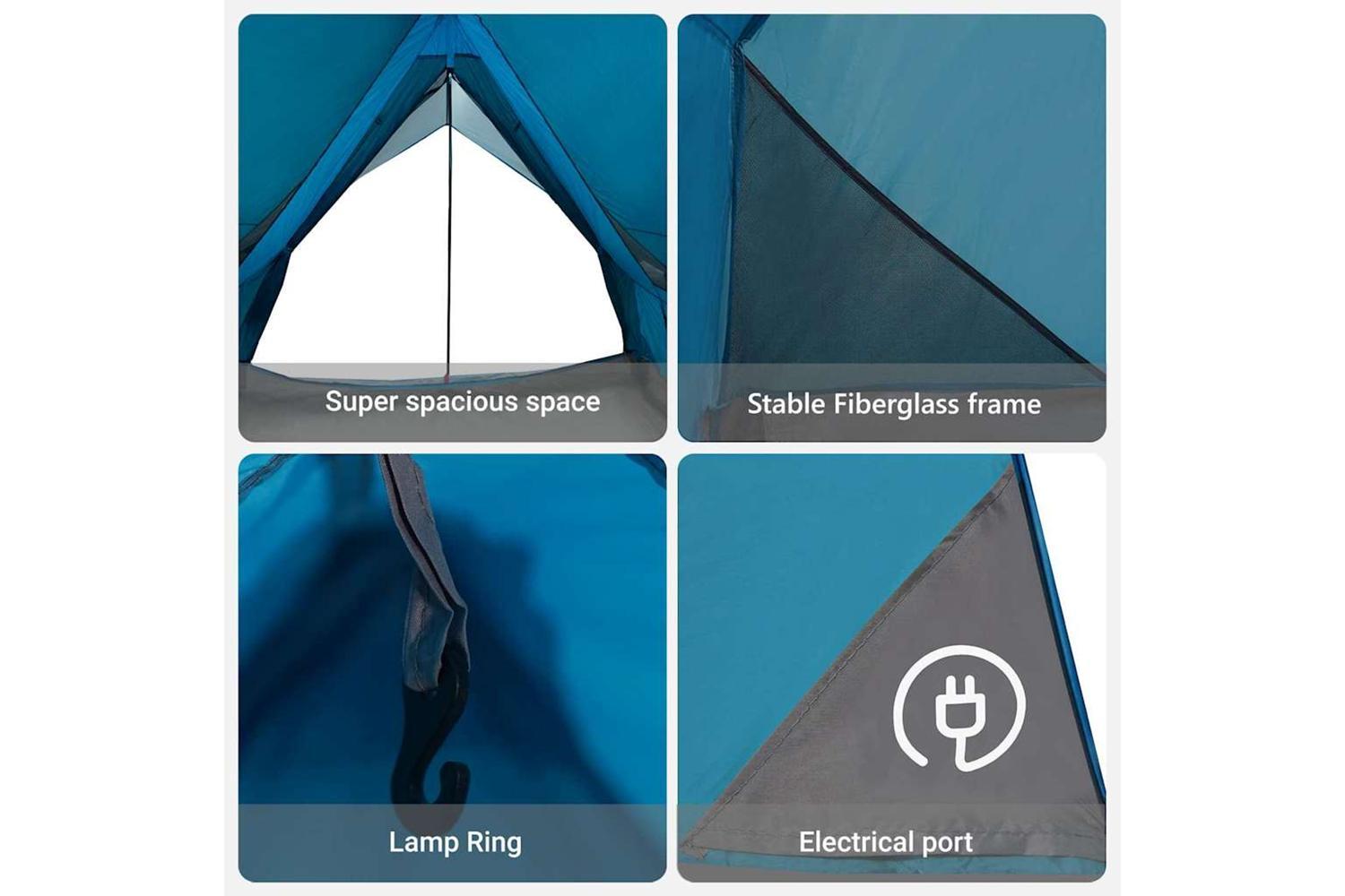 Vidaxl Family Tent With Roof Blue And Grey 220 X 220 X 184 Cm-8