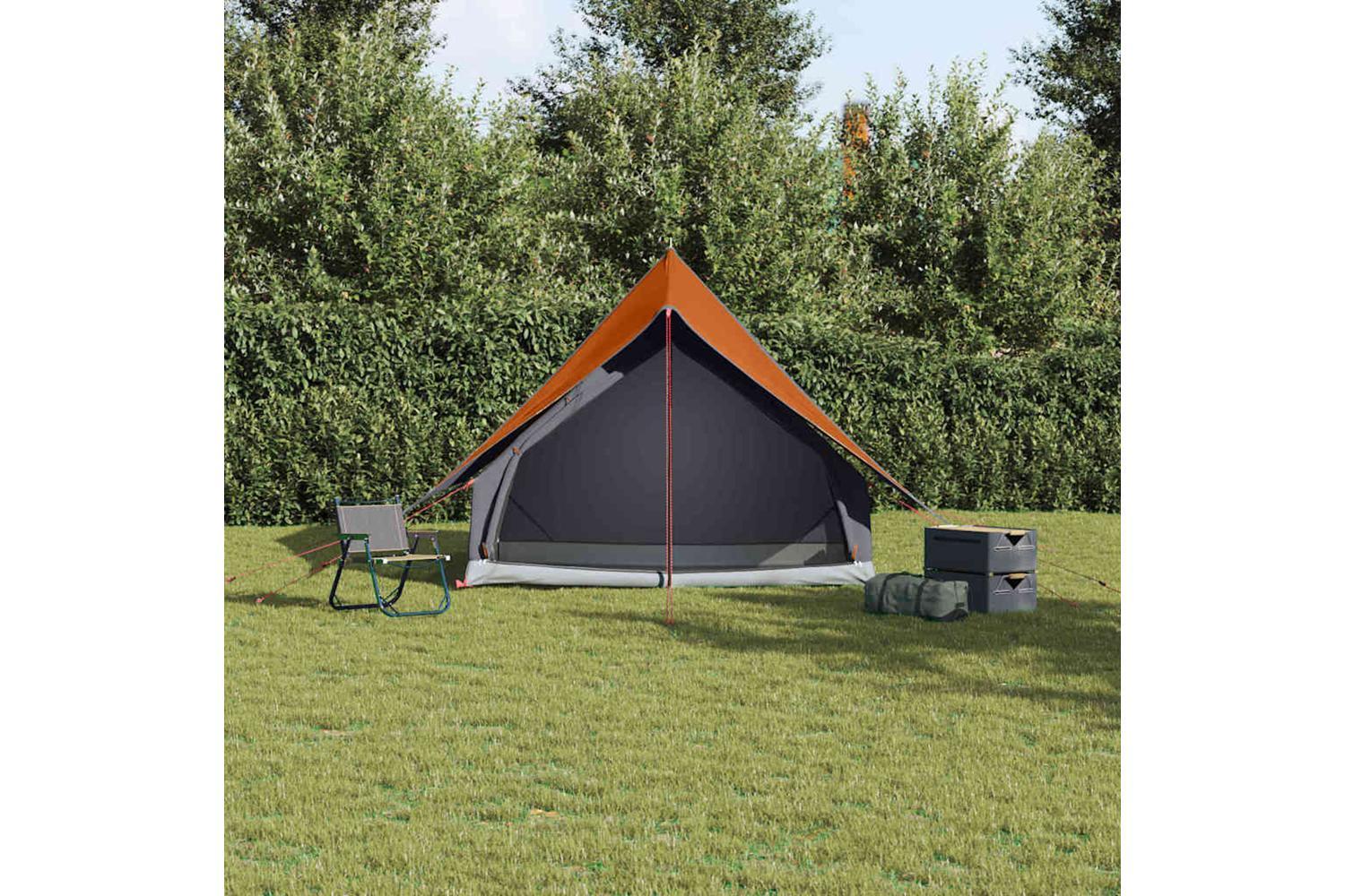 Vidaxl Family Tent With Roof Grey And Orange 220 X 220 X 184 Cm-3