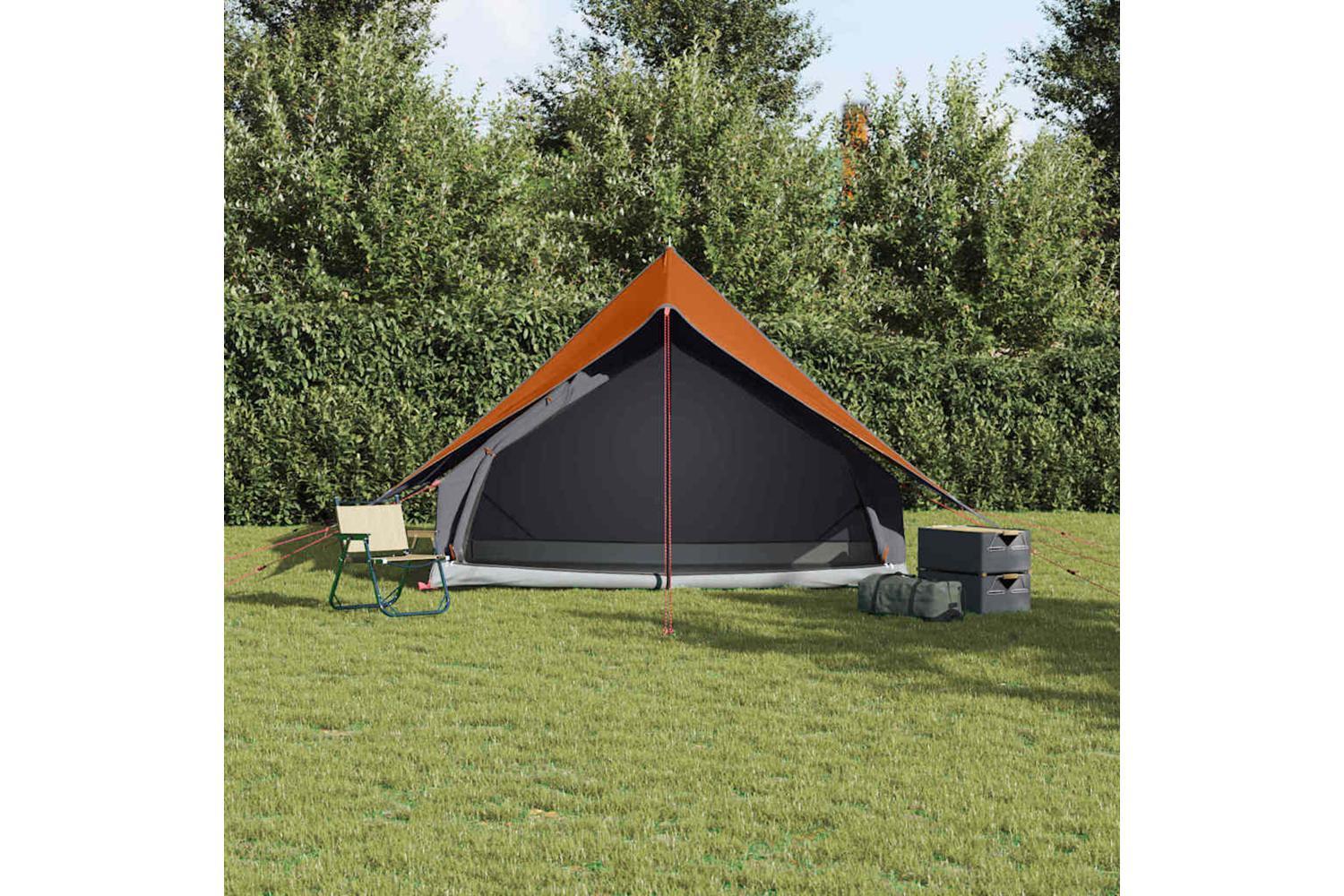 Vidaxl Family Tent With Roof Grey And Orange 256 X 256 X 185 Cm-3