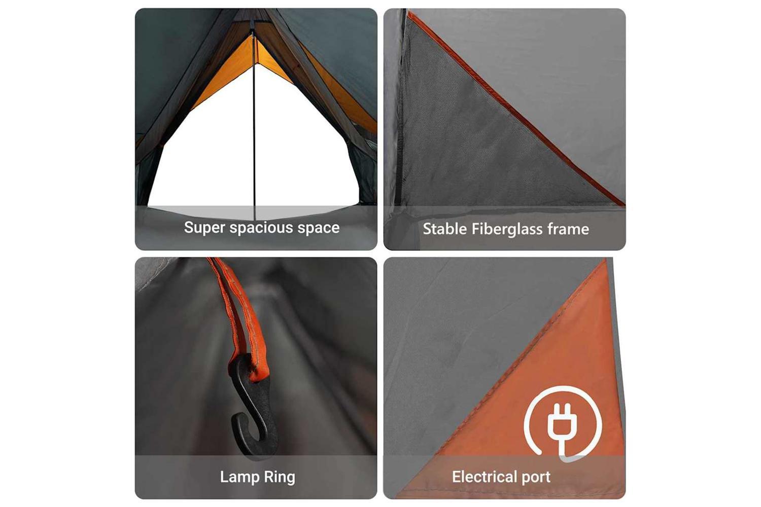Vidaxl Family Tent With Roof Grey And Orange 315 X 286 X 200 Cm-8