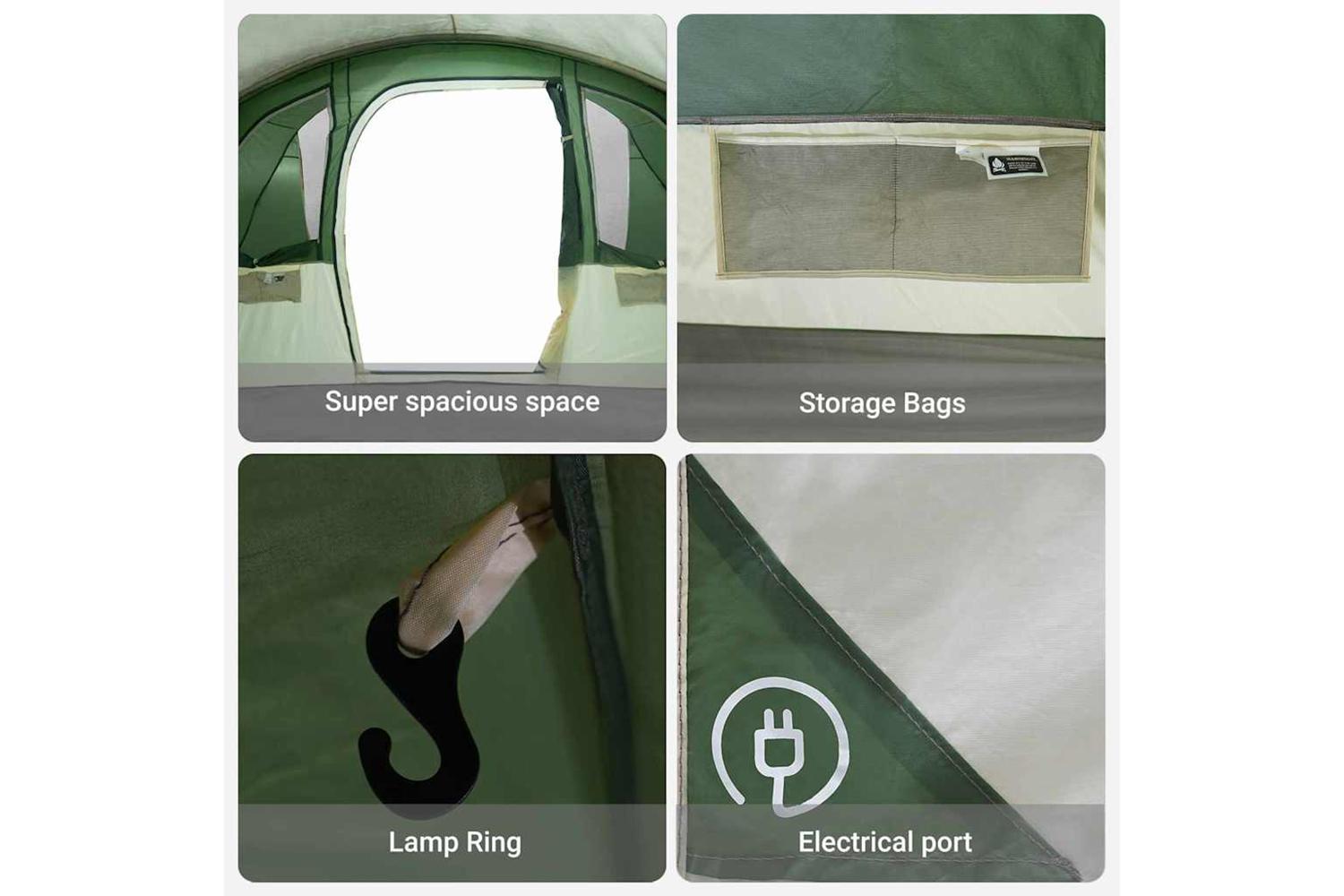 Vidaxl Family Tent With Roof Green And White 576 X 325 X 213 Cm-8
