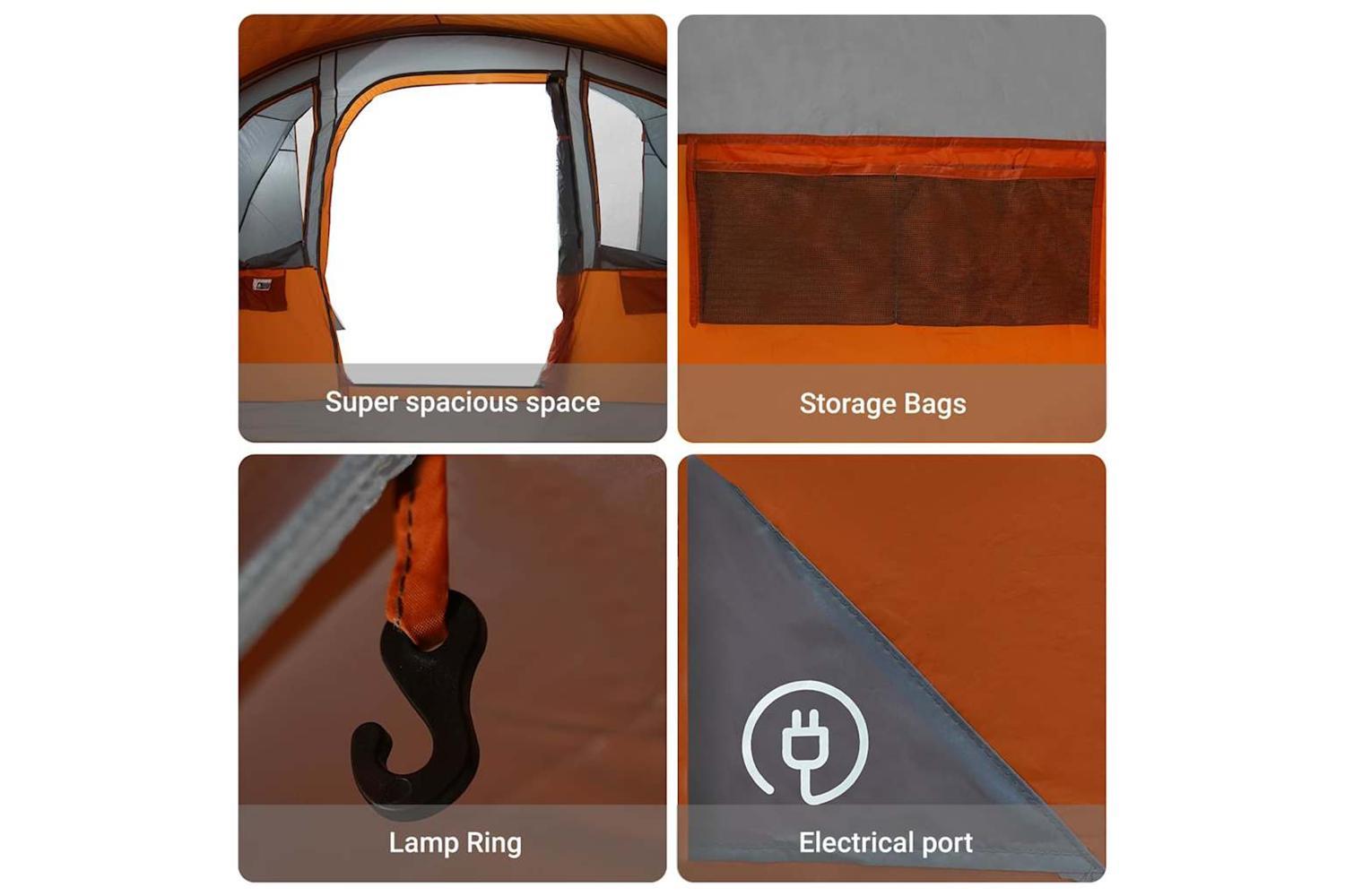 Vidaxl Family Tent With Roof Grey And Orange 576 X 325 X 213 Cm-8