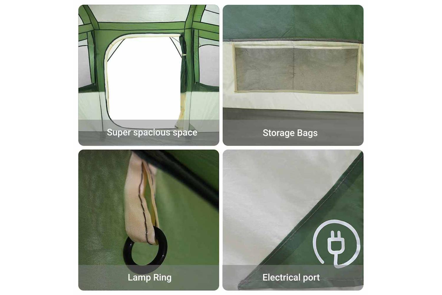 Vidaxl Family Tent With Roof White And Green 435 X 255 X 216 Cm-8