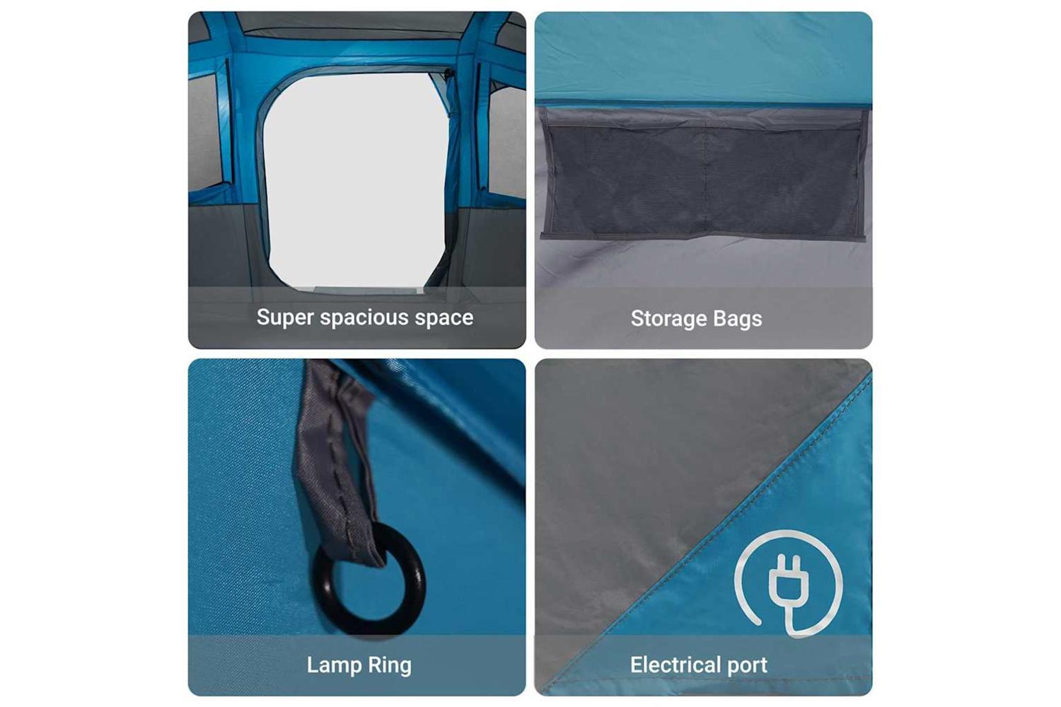 Vidaxl Family Tent With Roof Blue And Grey 435 X 255 X 216 Cm-8