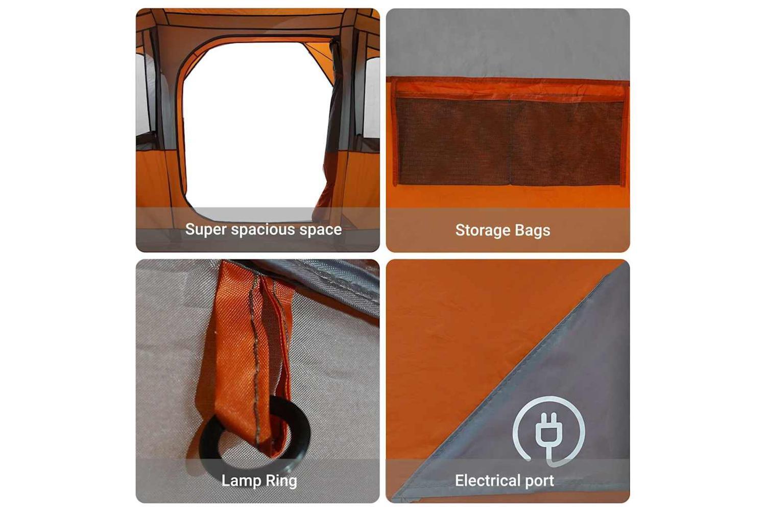 Vidaxl Family Tent With Roof Orange And Orange 435 X 255 X 216 Cm-8