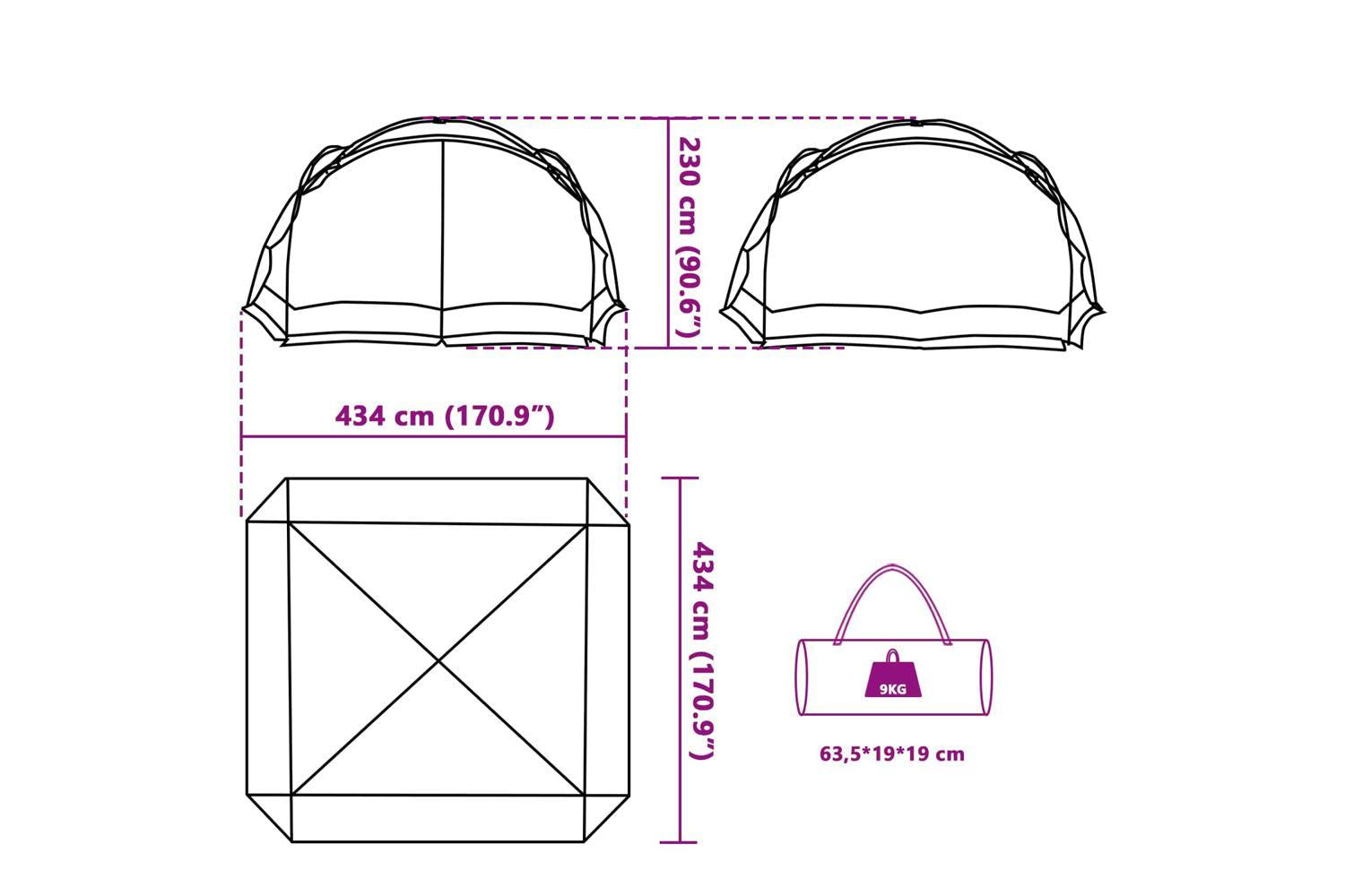 Vidaxl Mosquito Tent With Roof Azure Blue 434 X 434 X 230 Cm-6