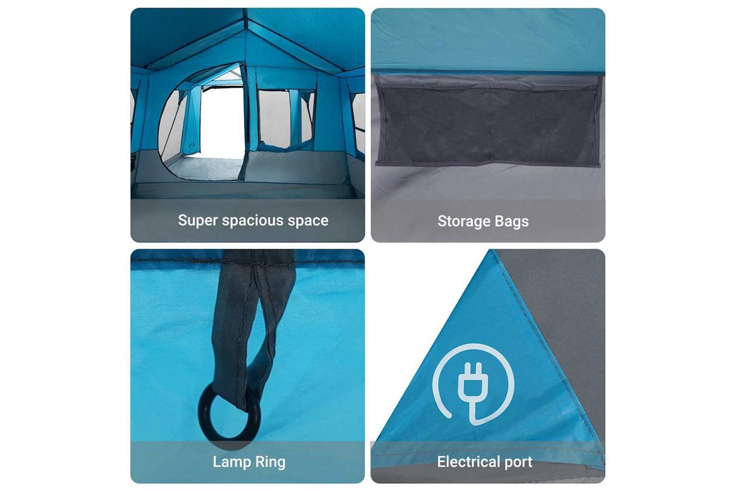 Vidaxl Family Tent Blue And Grey 620 X 322 X 240 Cm Polyester-8