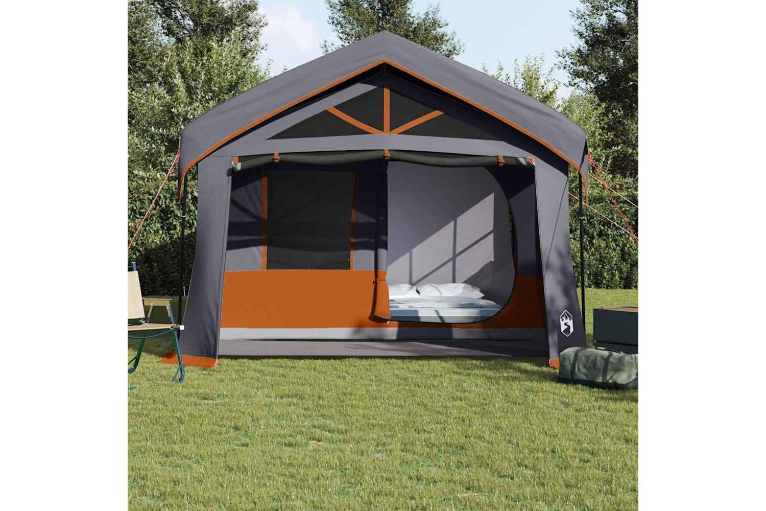 Vidaxl Family Tent Grey And Orange 620 X 322 X 240 Cm Polyester-3