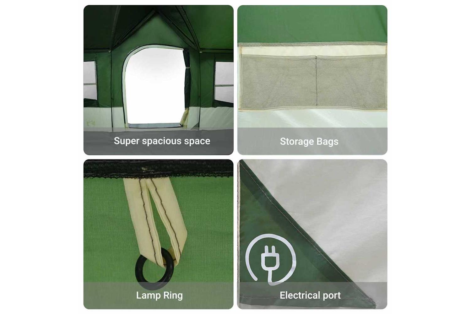 Vidaxl Family Tent With Roof Green And Beige 622 X 295 X 238 Cm-8