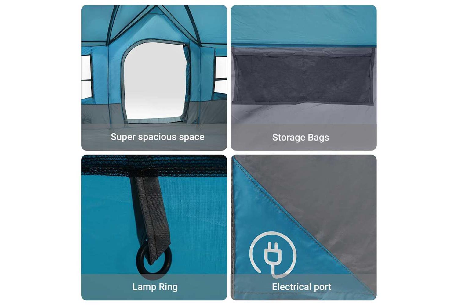 Vidaxl Family Tent With Roof Blue And Grey 622 X 295 X 238 Cm-8